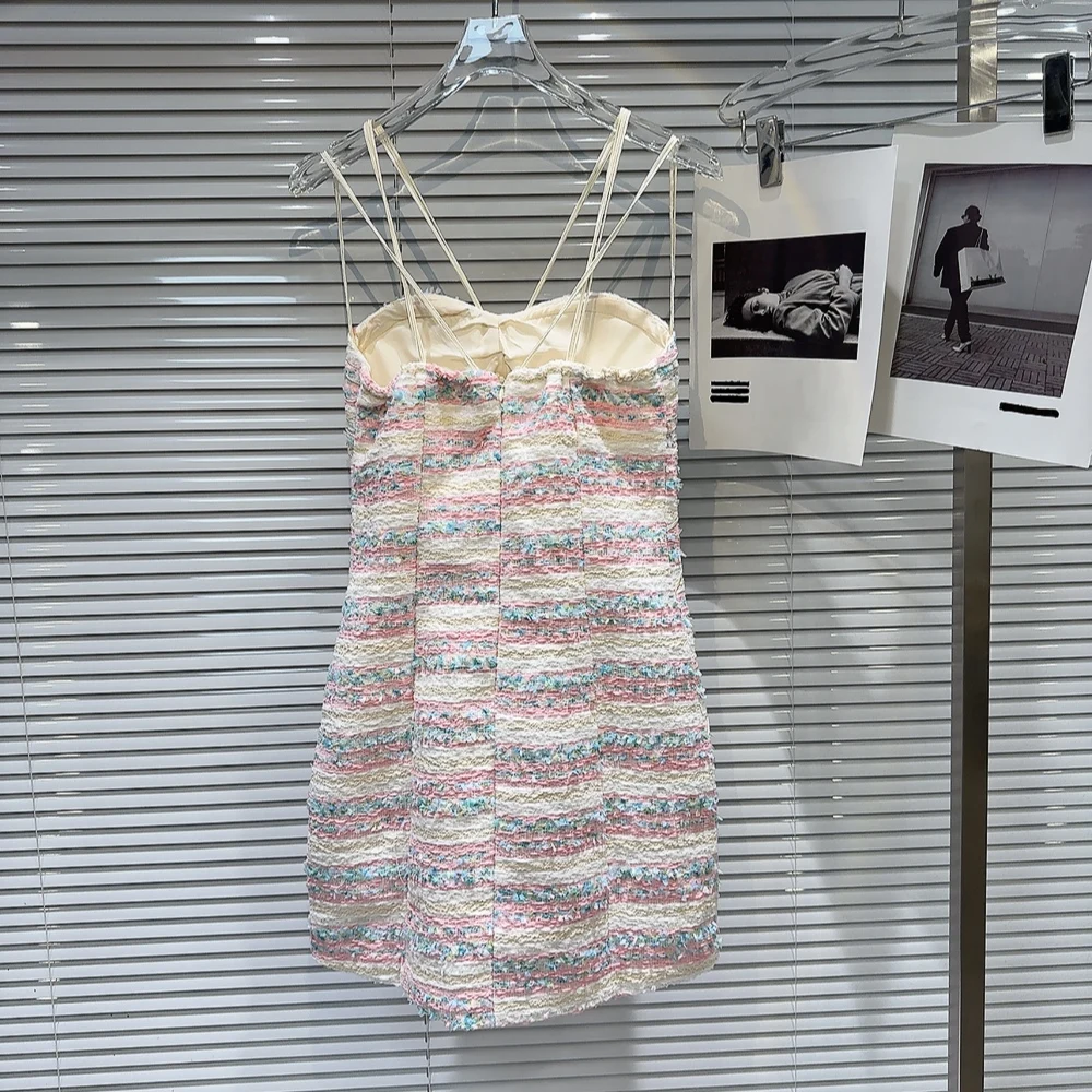 Женское элегантное твидовое платье во французском стиле облегающее