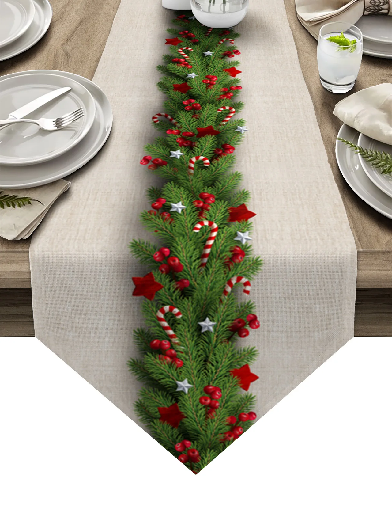 

Christmas Tree Pine Needles Candy Bow Table Runners Wedding Decoration Table Cover Christmas Decorations for Home Table Cloth