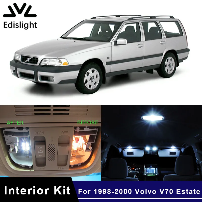 

14Pcs No Error White Canbus LED Lamp Car Bulbs Interior Package Kit For 1998-2000 Volvo V70 Map Dome Door Plate Light