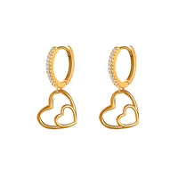 korean love heart earrings for women vintage simple zircon small gold color hoop earring fashion jewelry pendientes wholesale