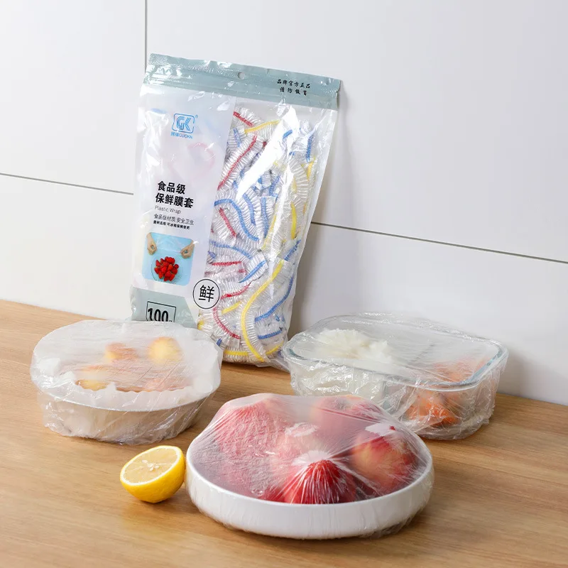 

100PCS Colorful Disposable Food Cover Elastic Plastic Wrap Covers Food Preservation Bag Bowl Dish Cover Food Fresh Container Bag