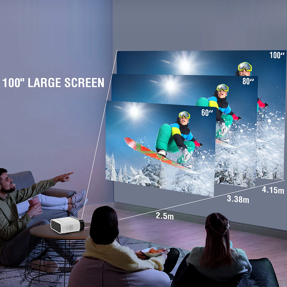 

Портативный проектор Медиаплеер HDMI-совместимый Bluetooth-совместимый Wi-Fi 1080P HD-видео Умный домашний кинотеатр Кинопроектор