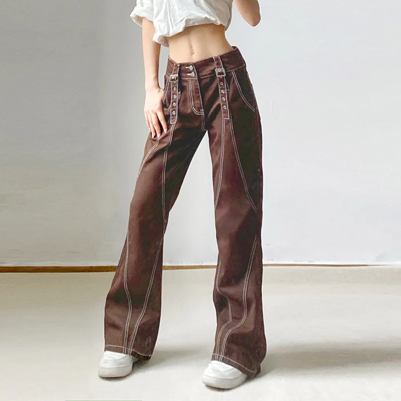 

alt women slim wide leg men ropa aesthetic coreana baggy goth jeans y2k star cargos clothes pants stacked minus two cargo ripped