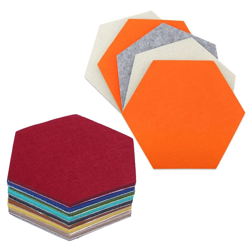 

5Pcs Hexagon Felt Board Hexagonal Felt Wall Sticker With 9Pcs Hexagon Pad Cork Board/Pin Board
