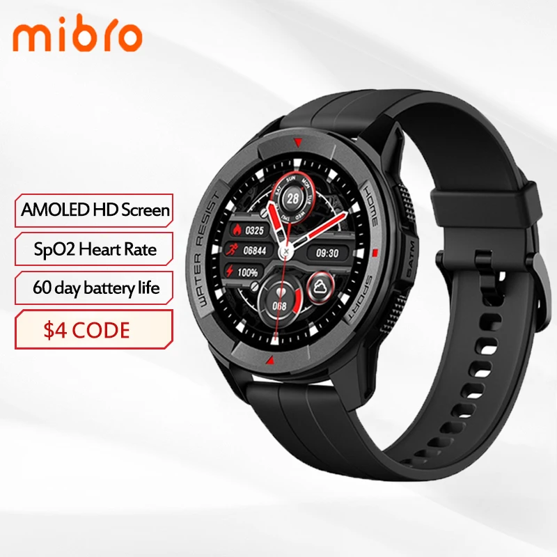 

Mibro X1 Smart Watch AMOLED HD TFT Screen 5ATM Waterproof Smartwatch SpO2 Heart Rate Monitor Men Women Sport Fitness Tracker