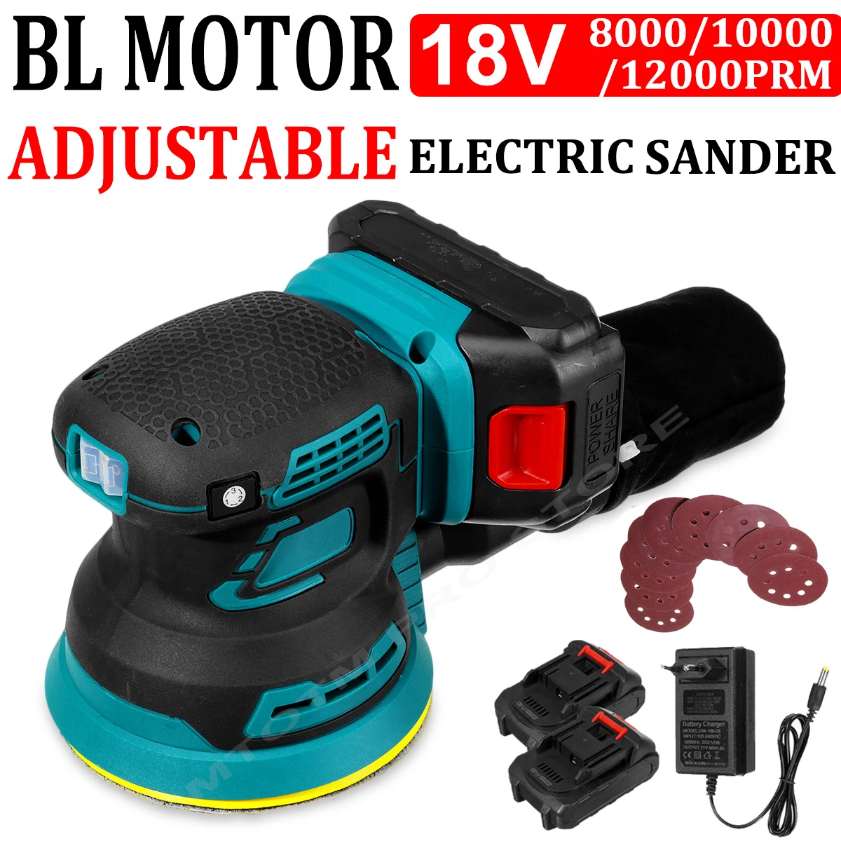 Brushless Random Orbit Electric Sander 125mm Sandpaper Wood Grinder Polishing Machine Sander Power Tools For Makita 18V Battery