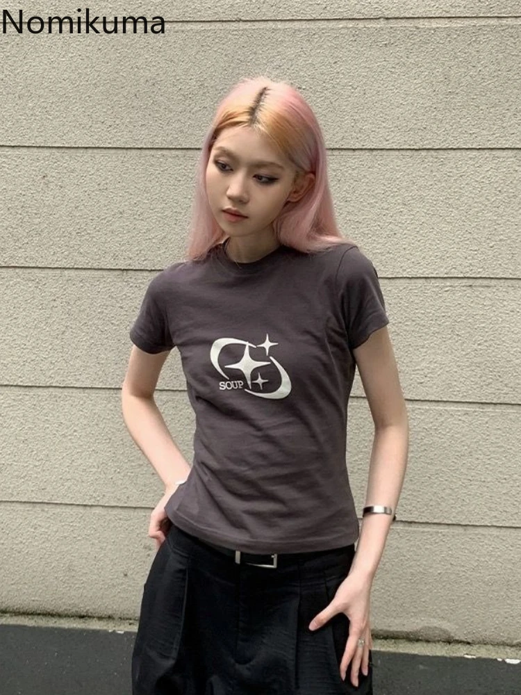 Футболка женская с коротким рукавом и принтом в стиле ретро