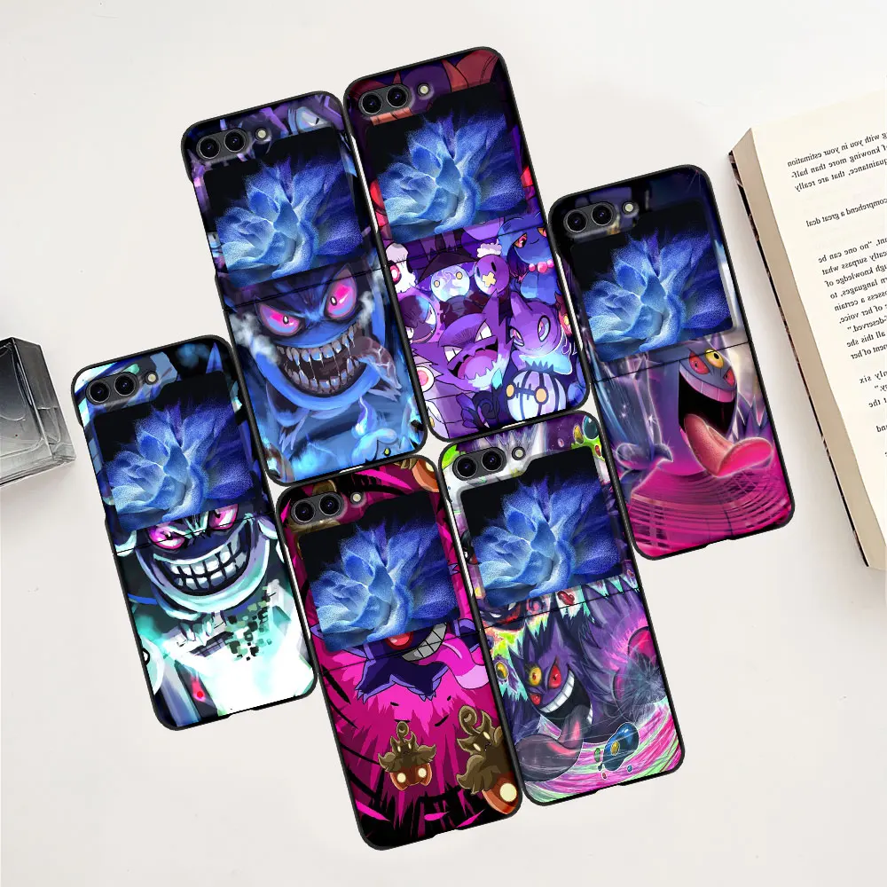 Gengar милый чехол P-ров-e-mon для Samsung Galaxy Z Flip5 Черный Твердый Флип 5 мобильный телефон