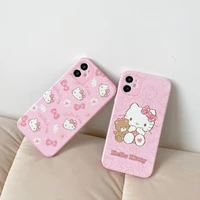bandai sanrio hello kitty bear cute cartoon silicone phone case for iphone 11 12 13 pro max 7 8 plus x xr xs max hard fundas