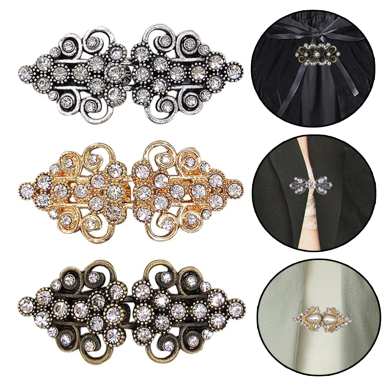 

Women Retro Cardigan Clip Shawl Shirt Sweater Duck Clip Blouse Scarf Coat Clasp Rhinestones Brooch Pin Jewelry Accessories