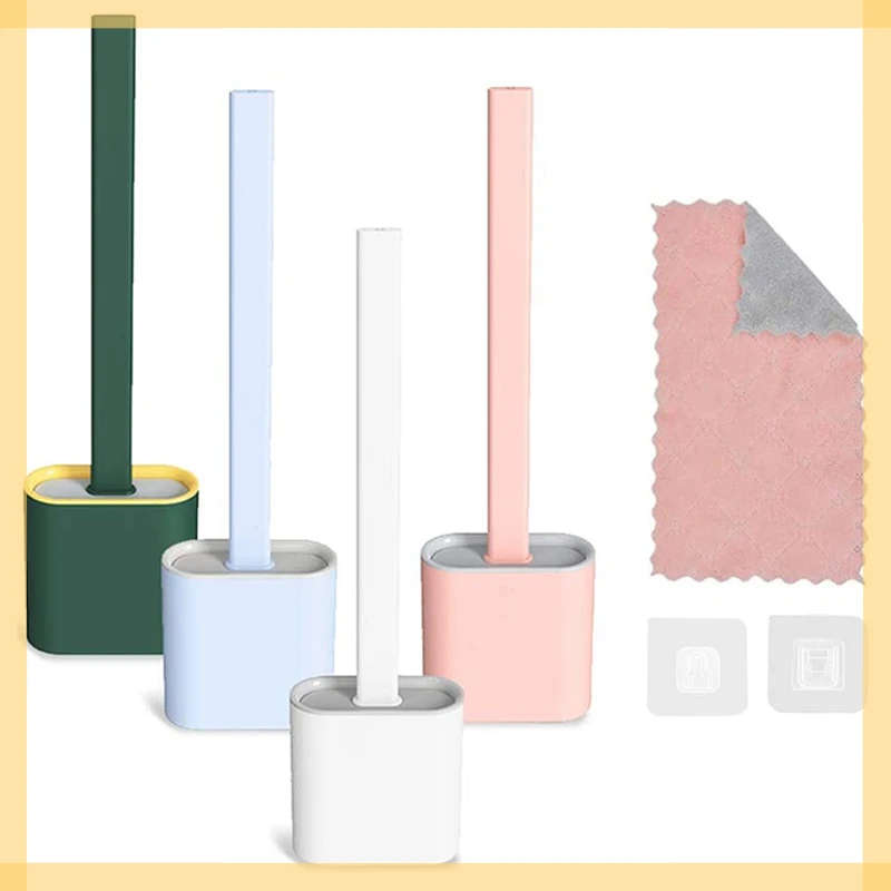 

Flex Toilet Brush Bathroom Rubber Cleaning Brush with Base Wall-mounted Quick Drying Toilet Brush