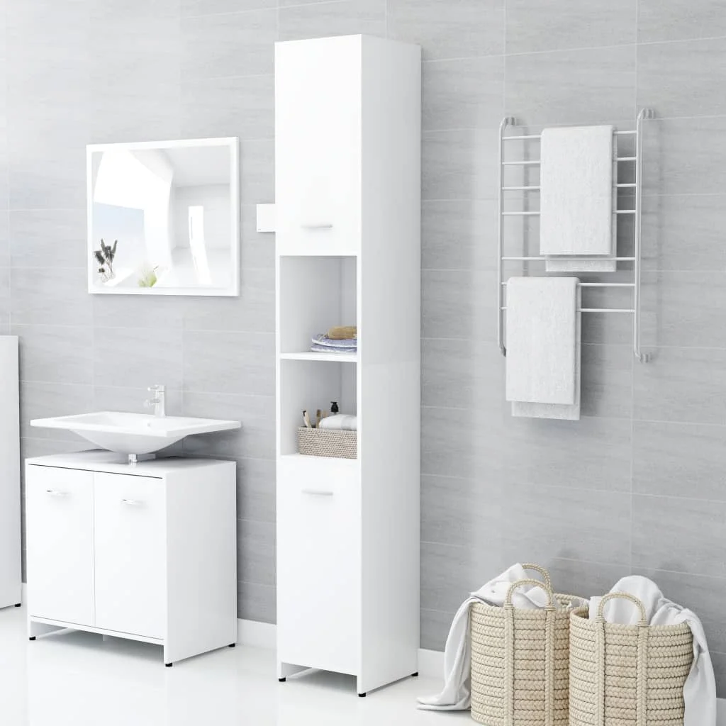 

Bathroom Cabinet, Chipboard Cabinet, Bathroom Furntain White 30x30x183.5 cm