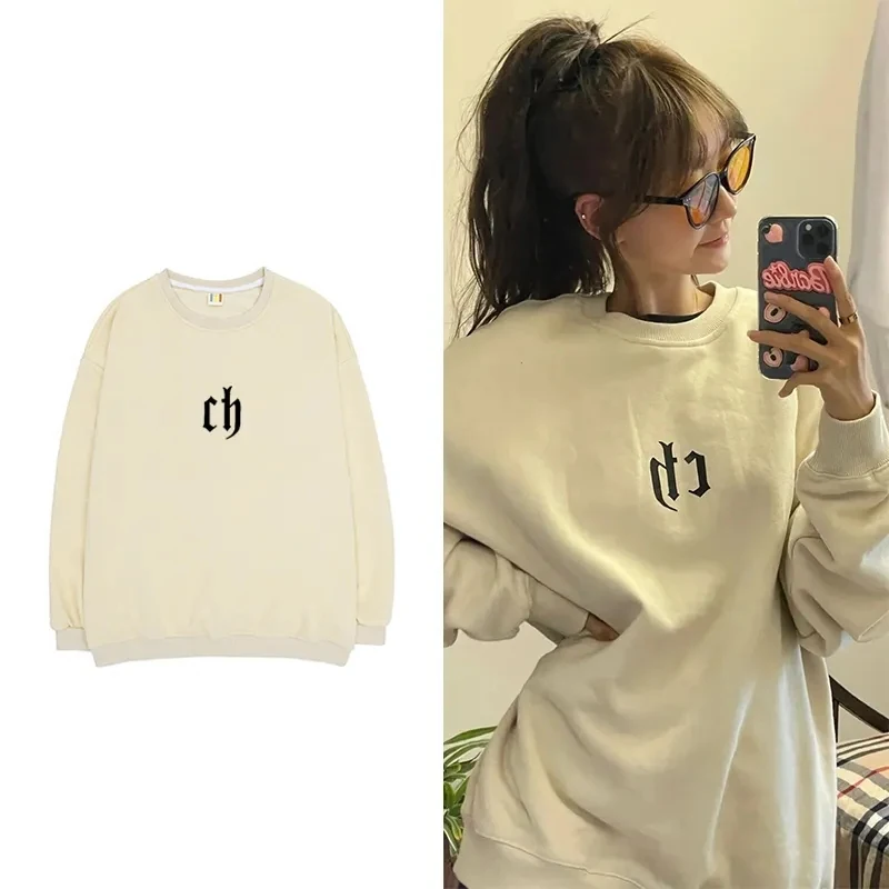 

Женский бархатный свитер свободного покроя, с принтом, с круглым вырезом