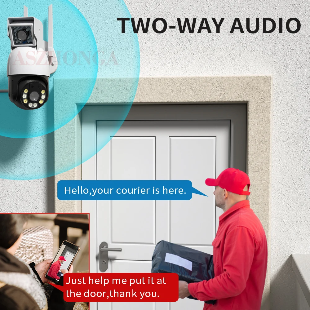 Скидка 2-в-1 IP-камера видеонаблюдения с двумя объективами и PTZ, 1080P