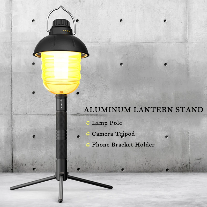 

TOMSHOO Lantern Stand Aluminum Camping Lamp Pole Foldable Light Support Holder Lamp Bracket Camera Phone Tripod Stand For Picnic