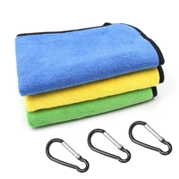 bait towel with carabiner fishing towel thickening non stick absorbent outdoors wipe hands coral fleece fishing accessories 2022
