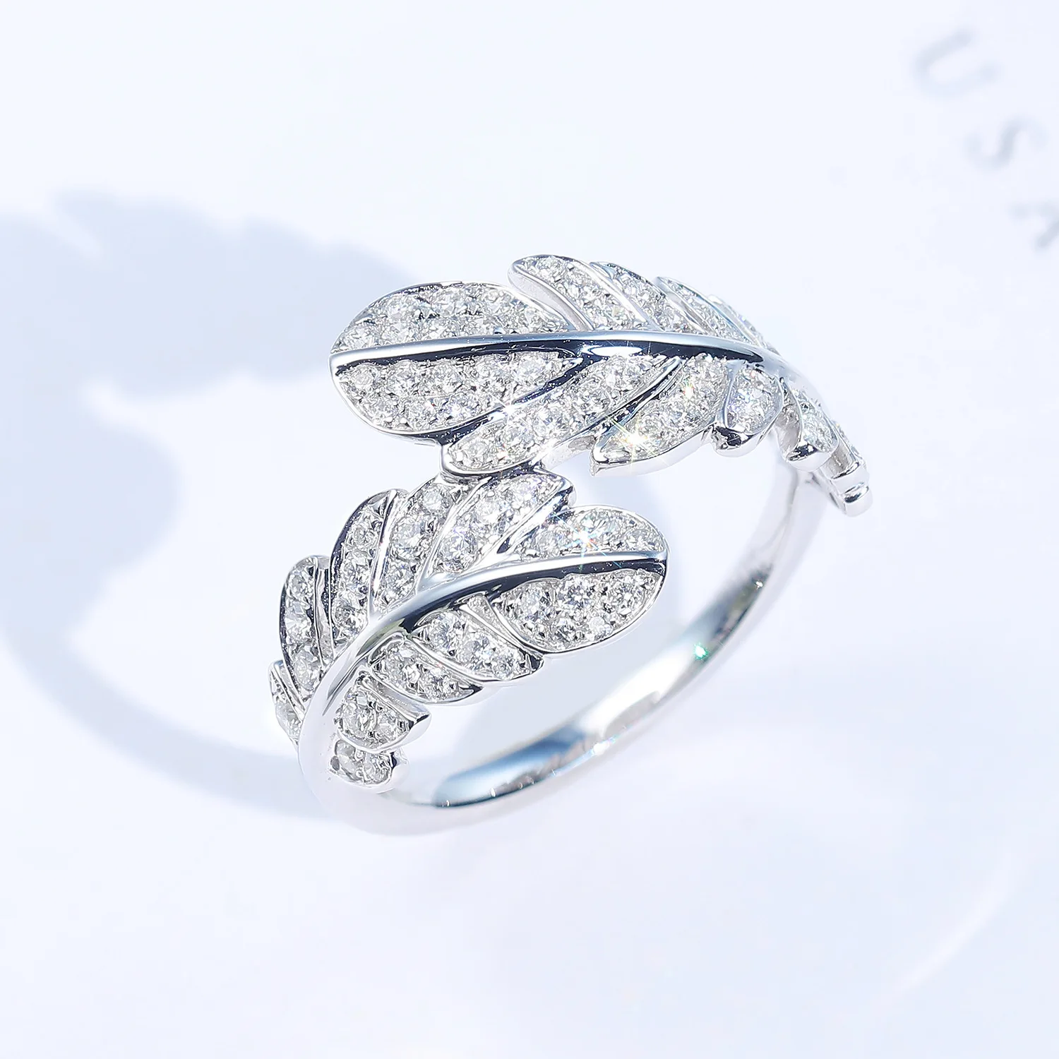 

DIWENFU Sterling Silver 925 3 Carats AAA+ Cubic Zirconia Ring Fine Silver 925 Jewelry Feather Anillos De Bands Diamond Ring Box