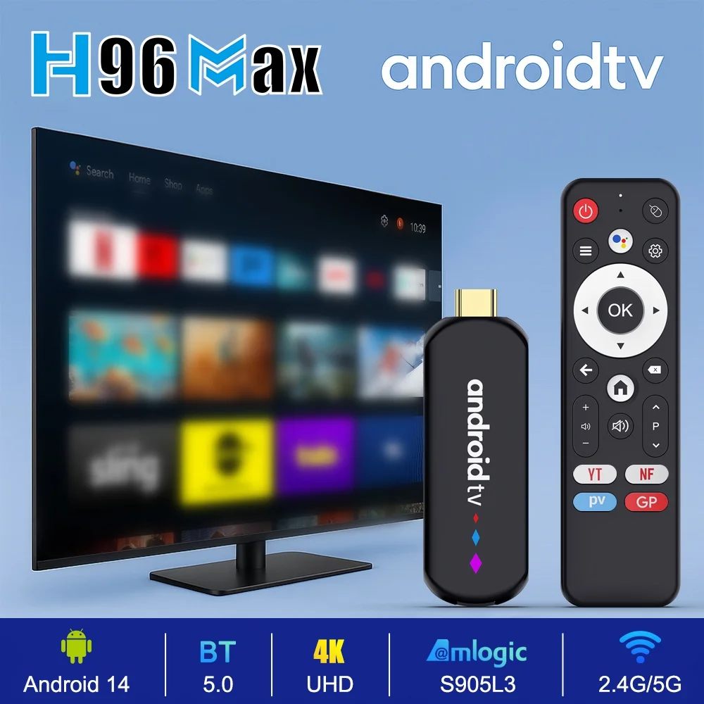 Фото H96 Max Android TV Stick Amlogic S905L 2GB 16GB 4K Ultra HD 3D HDR медиаплеер с двухдиапазонным Wi-Fi 6 и голосовым помощником, умный донгл №3