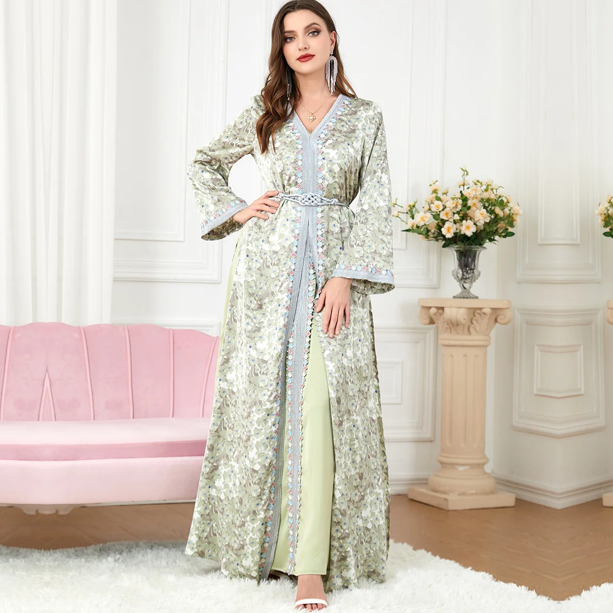 Kaftan Caftan Dress Luxurious Turkish Evening Dress Dubai Muslim Clothes Suit Women Fashion Two-piece Gown Splicing Muslim Dress