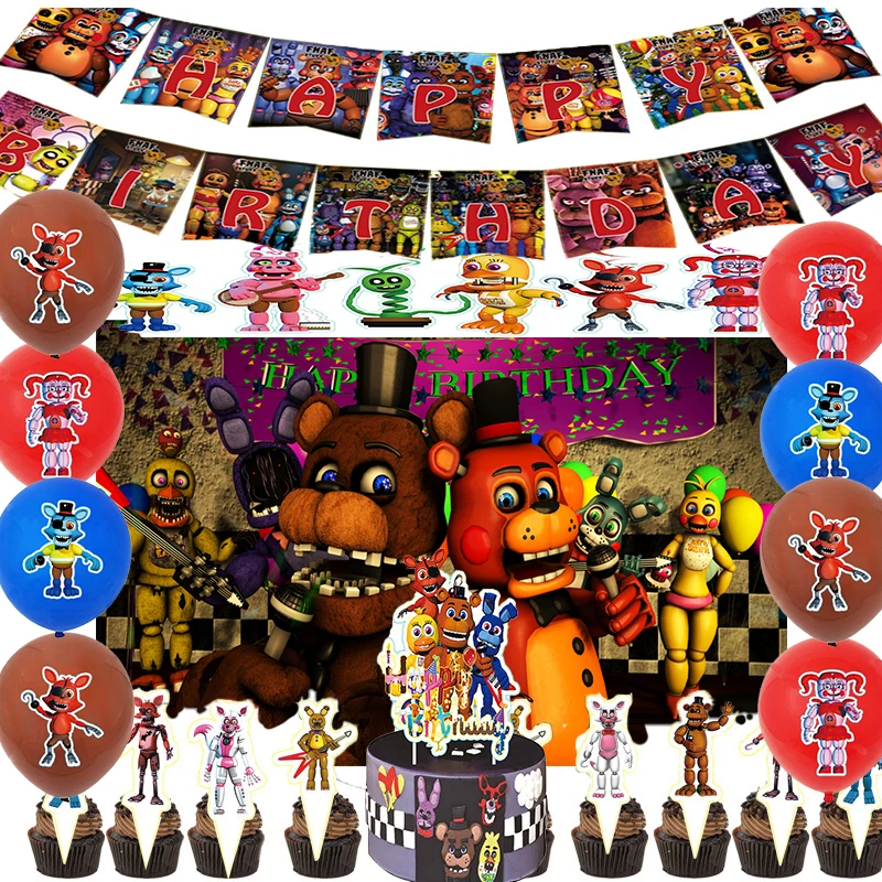 

Five Night Fred Balloon Baby Birthday Party Decoration Backdrop Supplies Cake Toppers for Baby Shower Kids Toy Globos