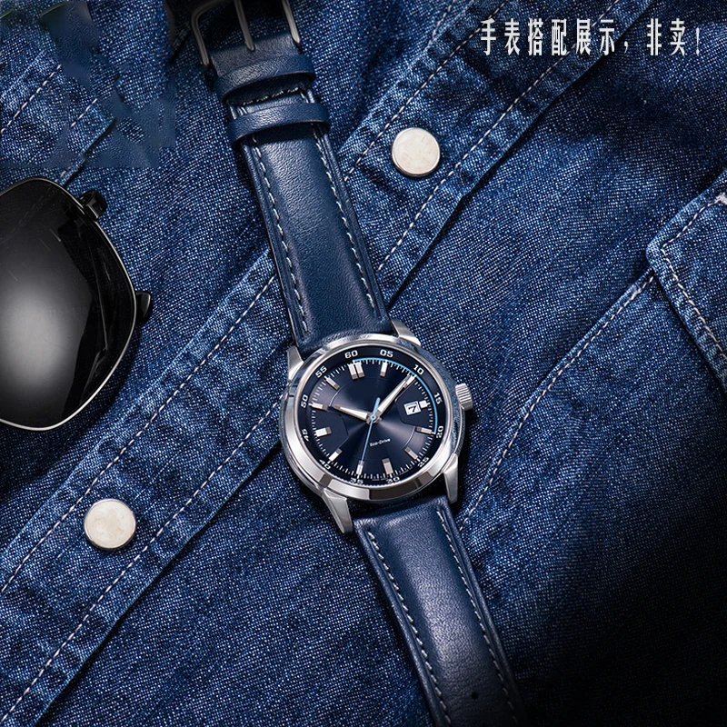 Ремешок из натуральной кожи для наручных часов синий браслет Citizen Eco Drive BM7140 CA4031 20