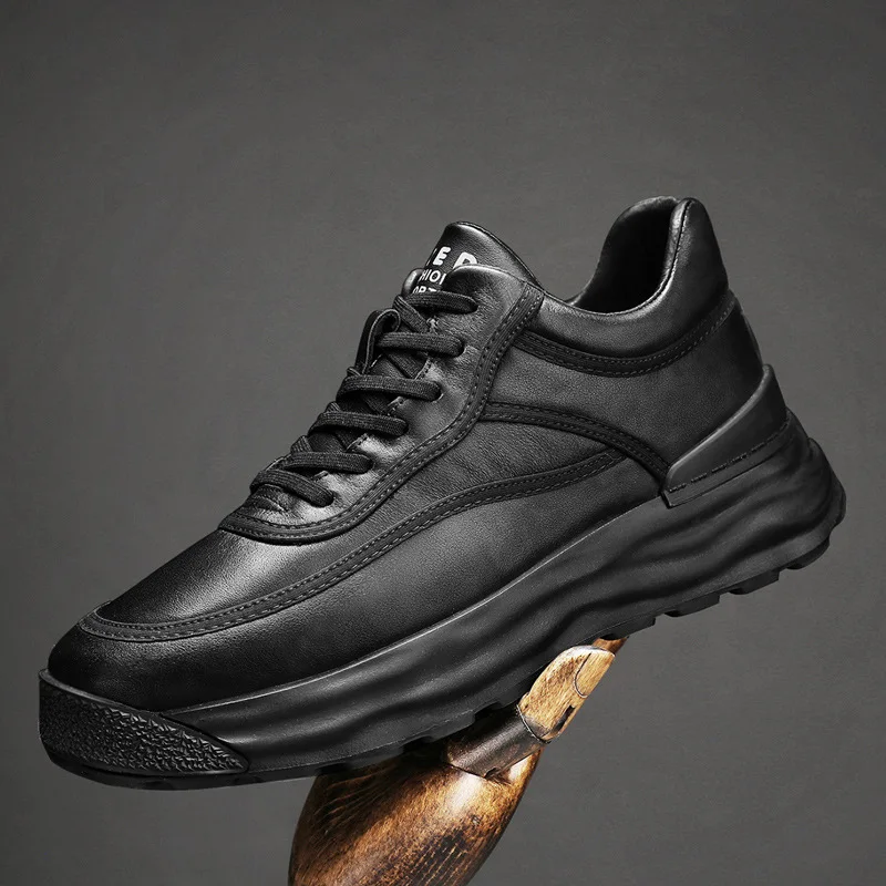 

Sneakers Men 2023 Autumn Winter New Men's Thick Sole Sports Shoe Student Casual Shoes Leather High Top Men's Shoes Designer