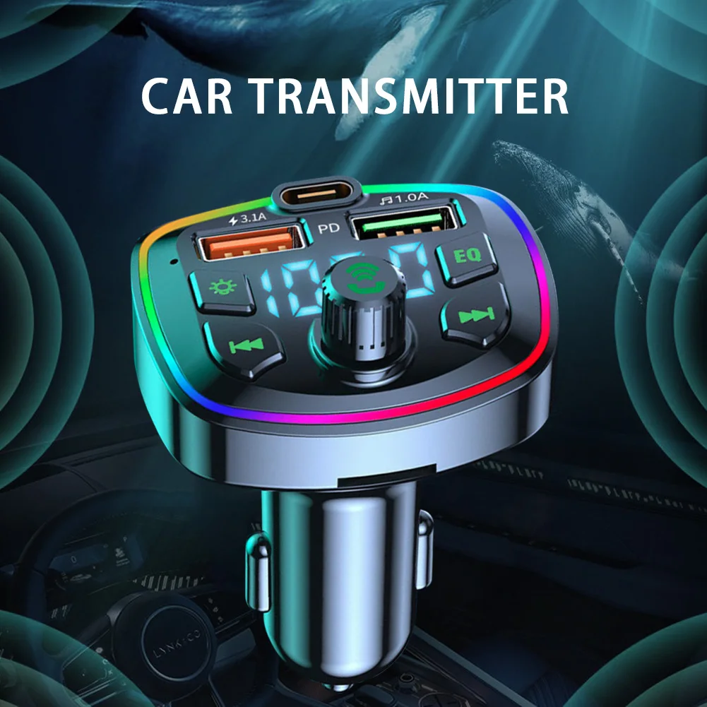 car charger cigarette lighter dual usb display bluetooth 5 0 fm transmitter car mp3 player car charging adapter u disk play free global shipping