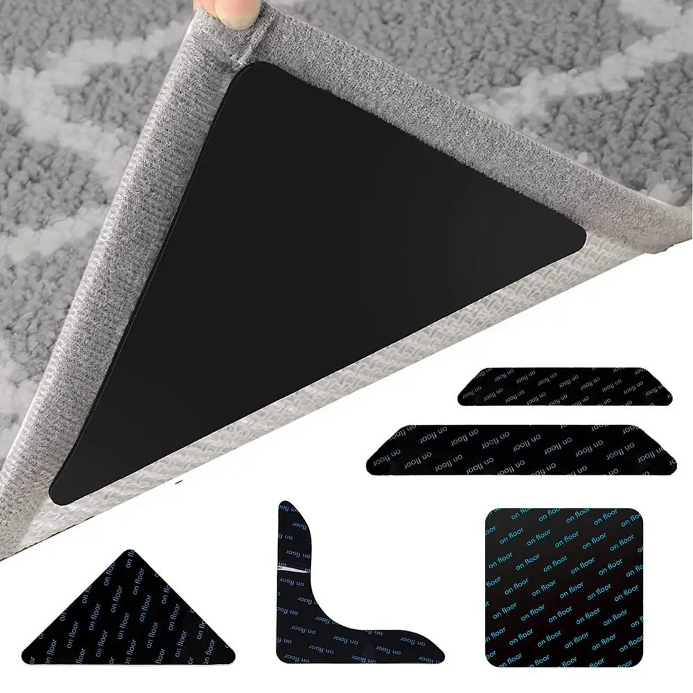 

12pcs Anti-slip Sticker Rug Grippers Tapes Non-Slip Reusable Tile Hardwood Floors Area Rug Stoppers Carpet Sticky Tapes Rug Pads