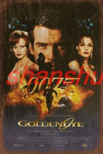 Фильм Goldeneye 007 реклама состаренный вид винтажный металлический знак в стиле ретро