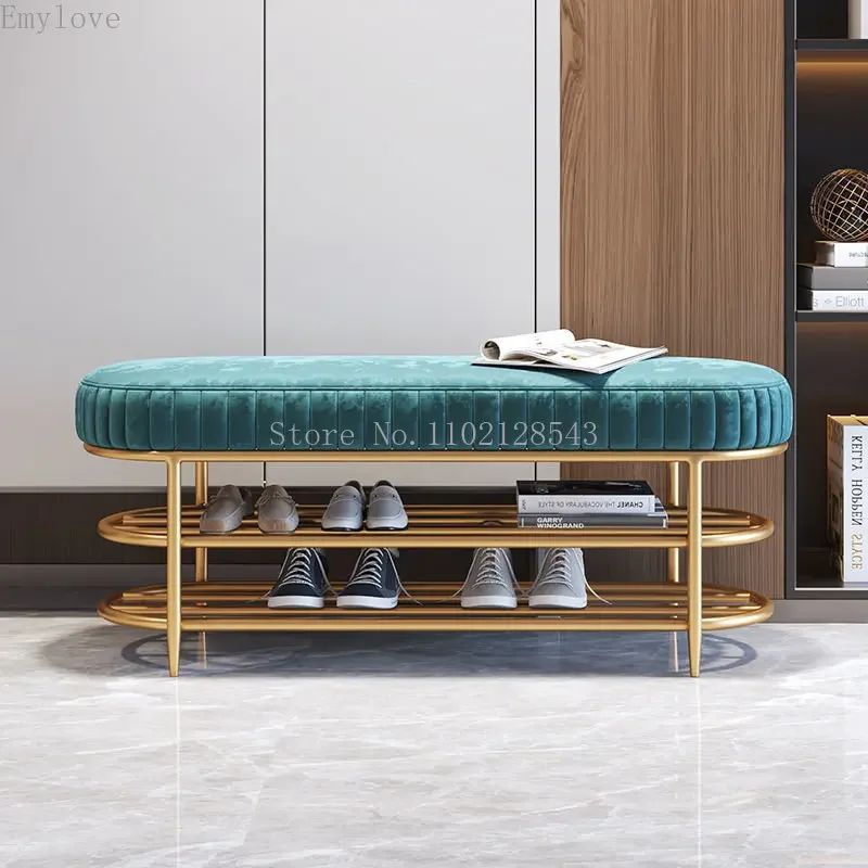 Вешалка для обуви с мягким бархатным сиденьем скамейка хранения мебель гостиной