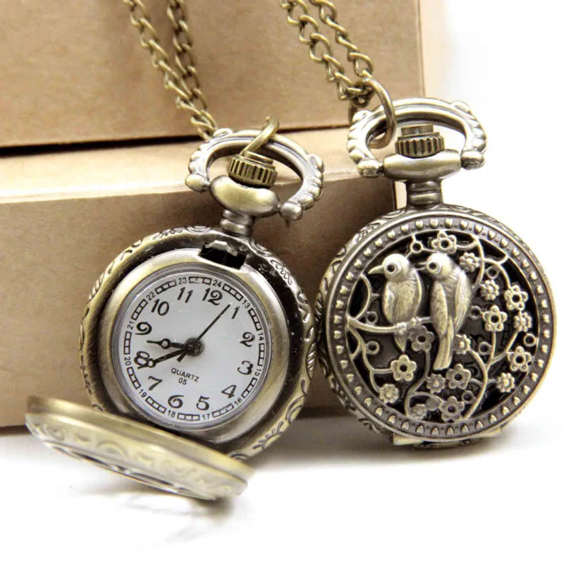 

Fashion Quartz Movement Vintage Pocket Watch Double Magpies Pocket Watches LXH