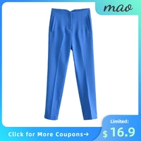 mao trousers za women trousers elegant beige blue women pants stylish high waist office business casual y2k pants fashion
