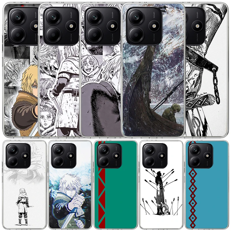 Фото Мягкий чехол Vinland Saga для Xiaomi Redmi Note 15 14 13 12 Pro Plus, чехол для телефона 14S 11S 11T 5G 11E 10 4G, узорчатый чехол Redmi Note №1
