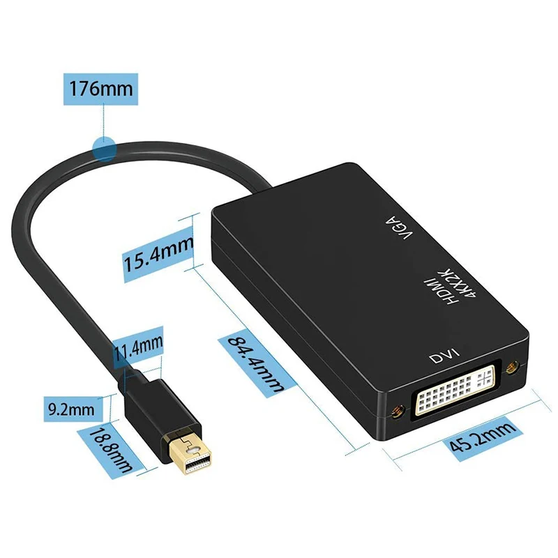 Адаптер Mini DP DisplayPort-DVI VGA HDMI-совместимый 3 в 1 концентратор 1080P видео конвертер Для
