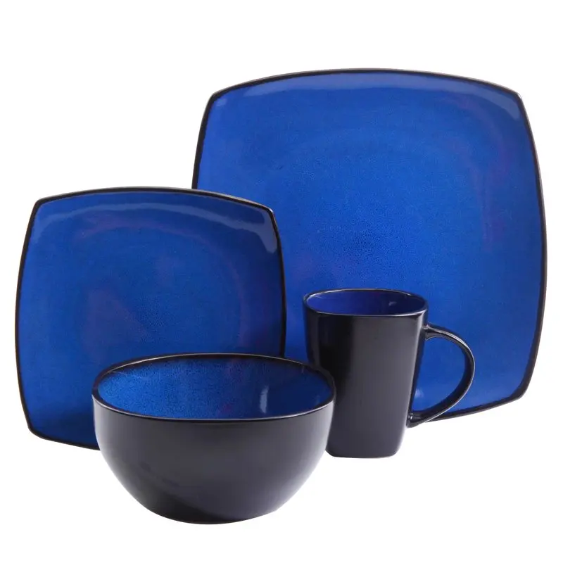 

Fast Shipping 16-Piece Soft Square Dinnerware Set in Blue