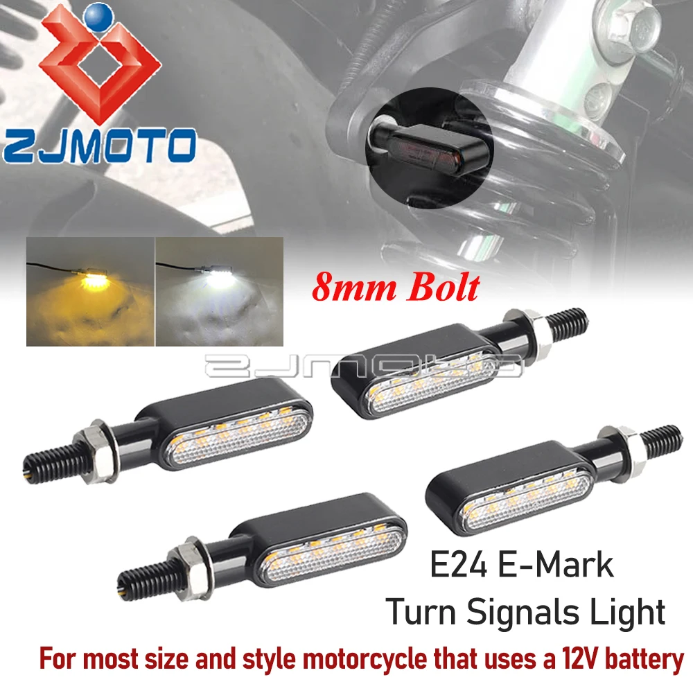 

Мигающий светодиодный поворотник для мотоцикла, аксессуары для Кафе Racer, 8 мм Bolt E24 12 В, универсальный указатель поворота для Yamaha R7 Harley Suzuki