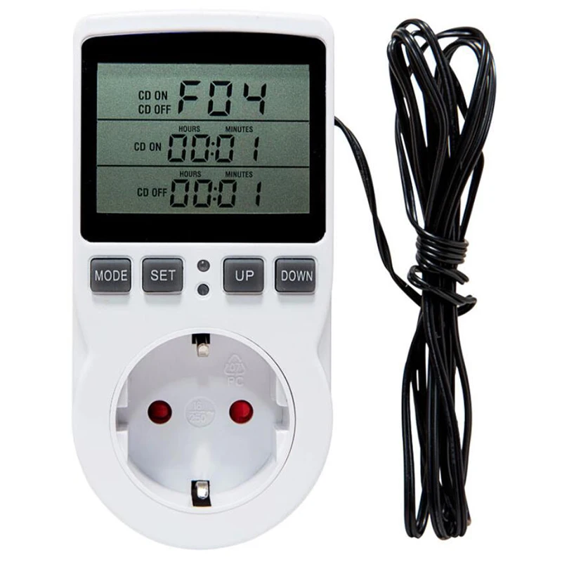 

Multi-Function Thermostat Temperature Controller Socket Outlet With Timer Switch 16A Heating Cooling Timing Mode EU Plug