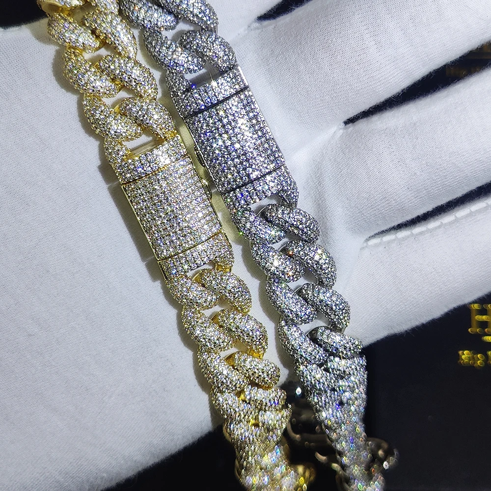 15/18 мм ширина ледяной пузырь кубинская цепочка в стиле хип-хоп блестящий полный