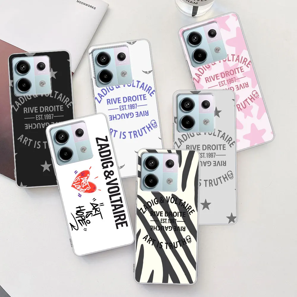 Zadigs V-Voltaires Case for Xiaomi Redmi 7A 9C 9A 9i 9 10 Prime 8 10C 12 7 8A 12C 10X 10A 9T 6A 6 K40 Soft Silicone Phone Cover