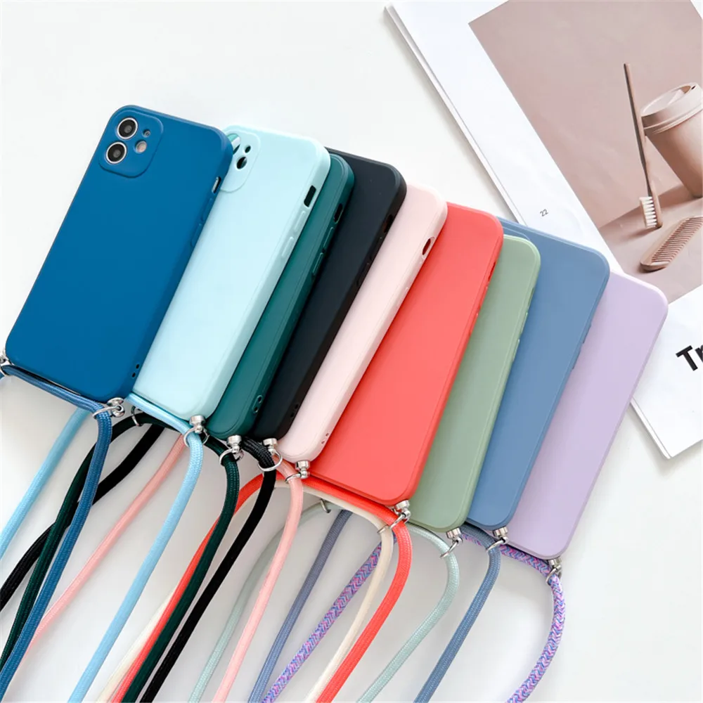 necklace lanyard soft silicone case for xiaomi 11 lite poco x3 pro nfc redmi note 10 8 9 pro 9s 8t 8 7 10s 9s 9t 9a phone cover free global shipping