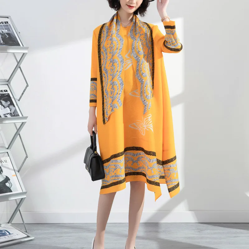

Miyake Pleated Print Large Size Dress Women's 2022 Spring and Summer New Loose and Thin Mid-length