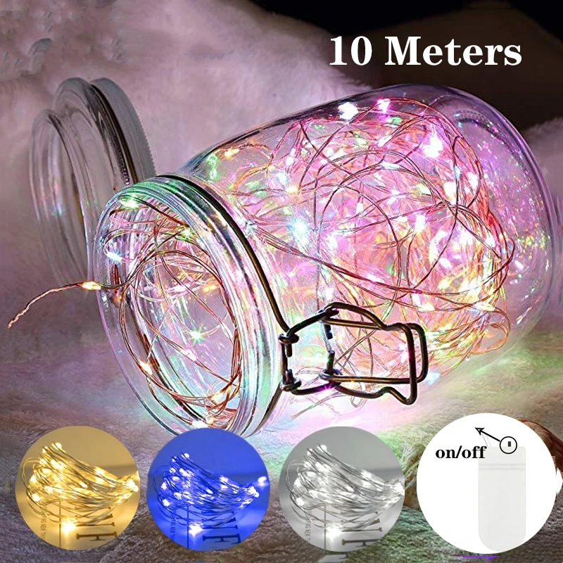 

10M Battery Copper Led Fairy Lights Leds Battery Operated LED String Light Xmas Wedding Party Decoration