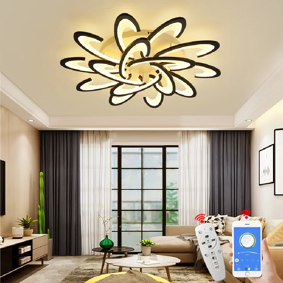 

Modern Led chandeliers For Living Room Study room Bedroom lights lampara techo White/Black Ceiling chandelier fixtures 90-260V