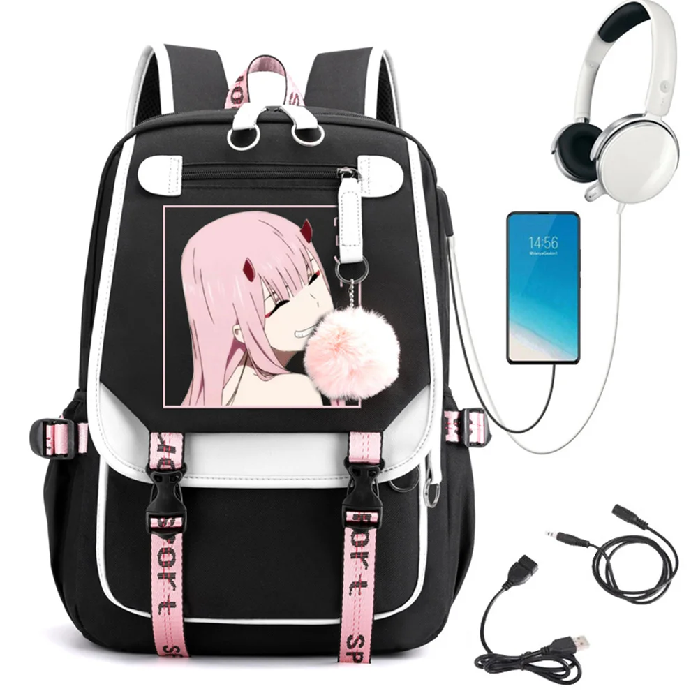 

Anime Mochilas Zero Two DARLING In The FRANXX Kawaii Backpack Boys Girls Shoulder Bag for Teenagers Laptop Rucksack School Bags