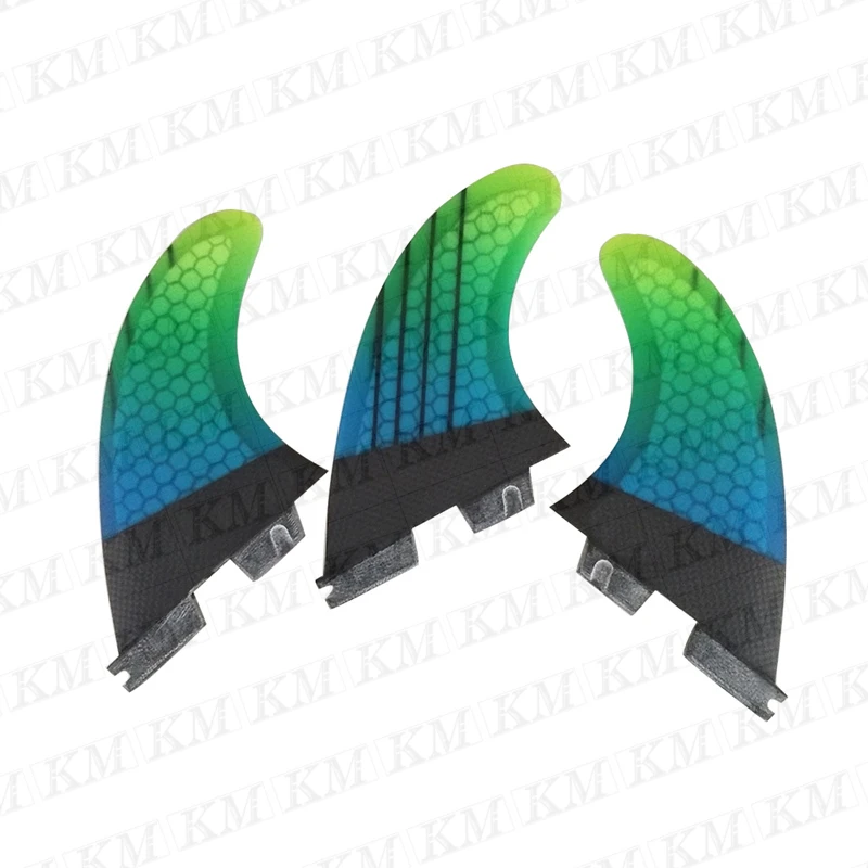 

Fiberglass Honeycomb Carbon Double Tabs 2 fins 3pcs per set surfboard fins Quilhas surfing G5 size Blue gradient/orange gradient