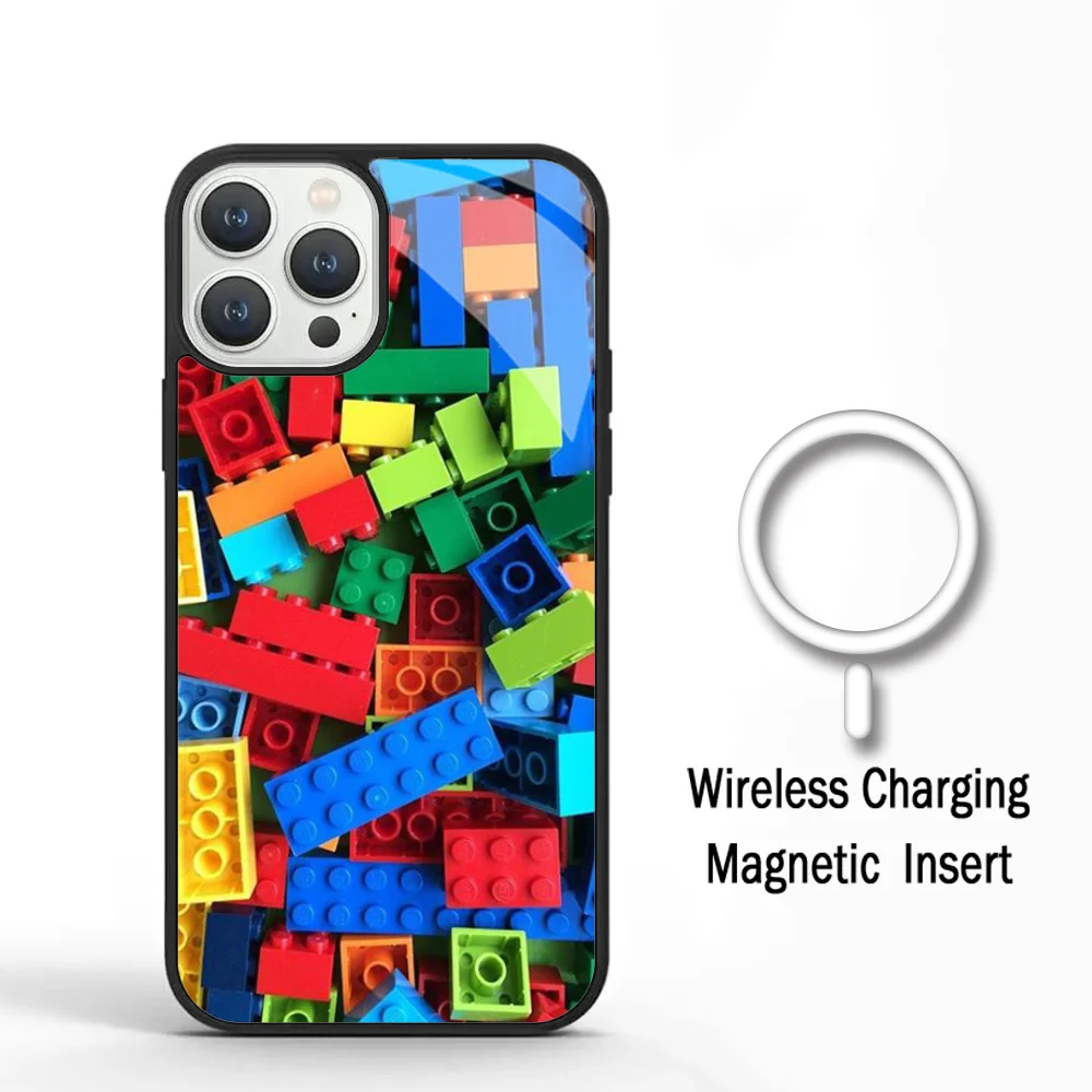 L-Lego Blocks(1) чехол для телефона IPhone 11 12 13 14 15 Plus Pro Max зеркальный акриловый Magsafe