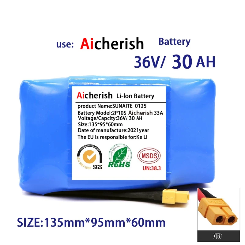 

Комплект литиевых батарей 18650 36 В 10S2P 4400/6000/7000 мАч, для электрического скутера, гироскутера, одноколесного велосипеда, перезаряжаемая батарея