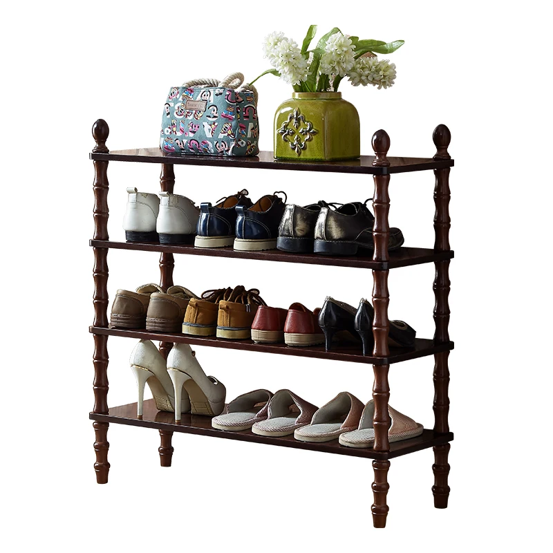 

zq American-Style Wooden Shoe Rack Multi-Layer Door European-Style Simple Shoe Cabinet Living Room Home Economical Storage Shoe