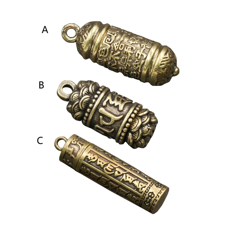 

Buddha Sutra Cylinder Pendant Exquisite Carving Chinese Buddhist Mantra Pendant Alloy Women Men Car Bag Key Ring Pendant