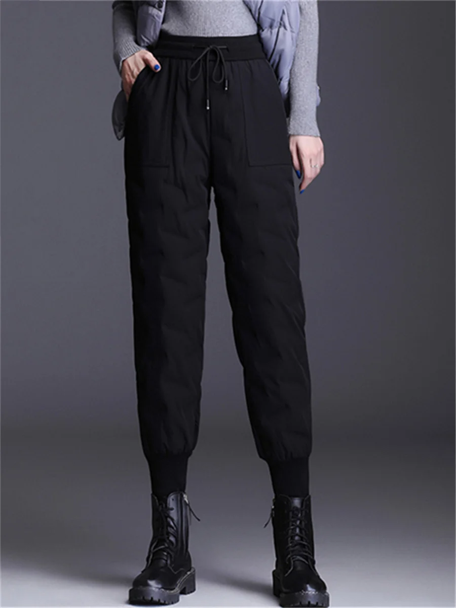 

WarmP ants 2022 New Wide Leg Capris High Waist Zipper Lady Autumn Winter Women Ankle-Length Straight Trousers